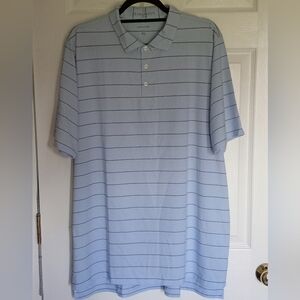 B. Draddy Blue Striped Short Sleeve Polo Shirt Men's Size XL